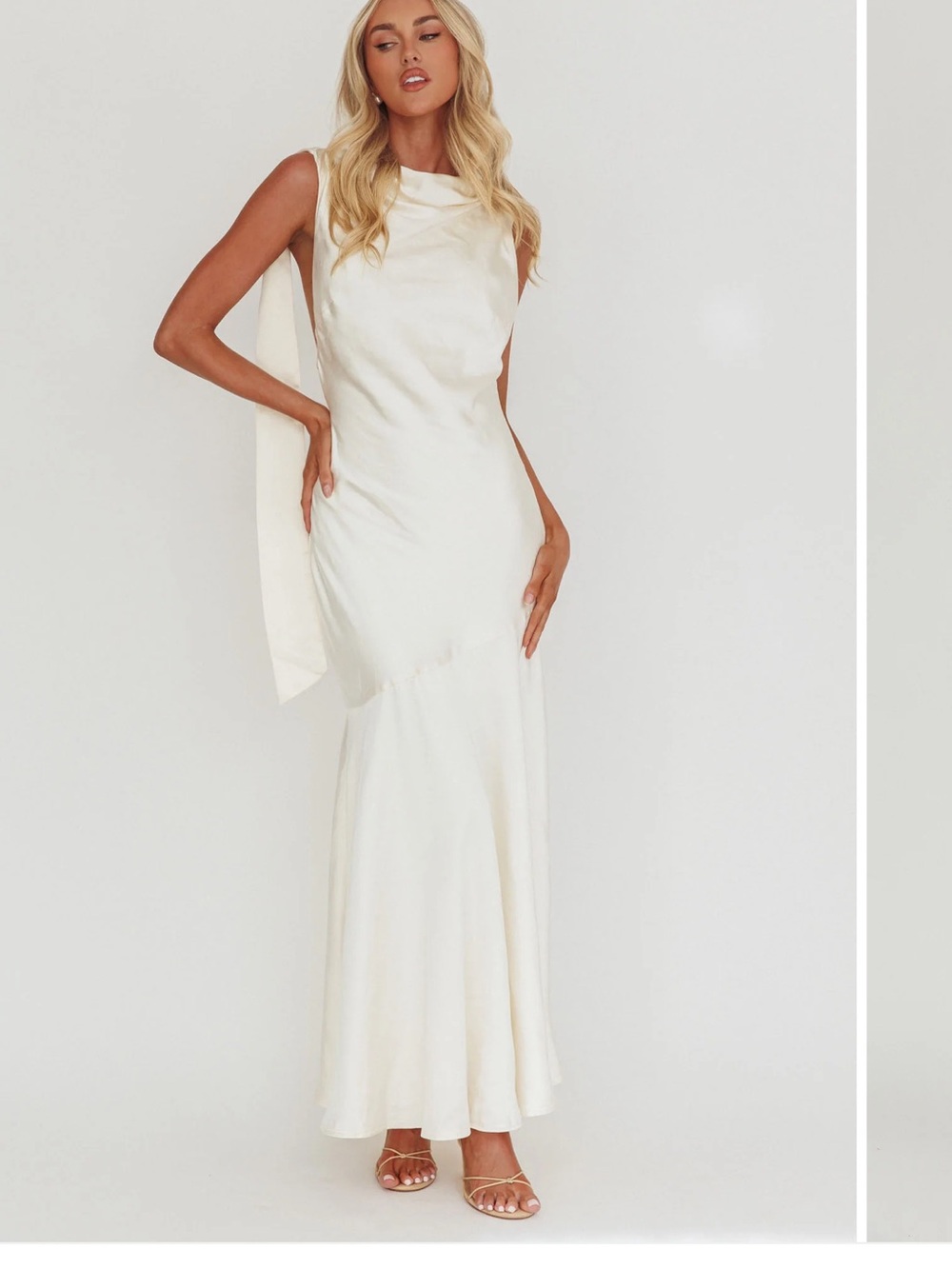 Selfie Leslie Ivory Backless Maxi Dress